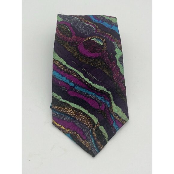 Vintage COOGI Australia Men's Tie Abstract Stripe Wavy - Picture 1 of 5